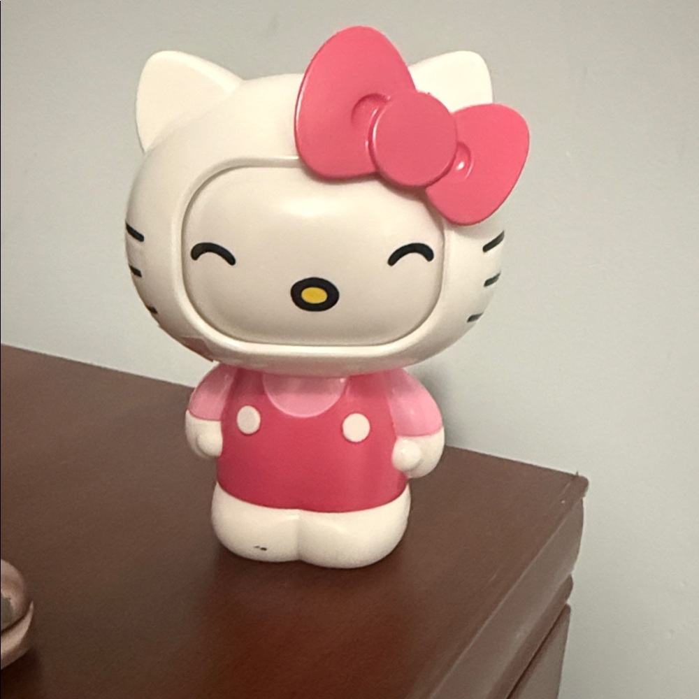 Hello Kitty Pink and White Figurine with Red Bow